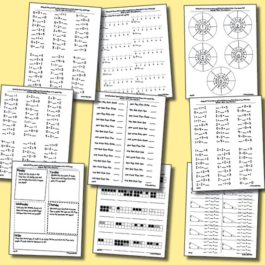 Plus or Minus 0, 1 or  2 math worksheets